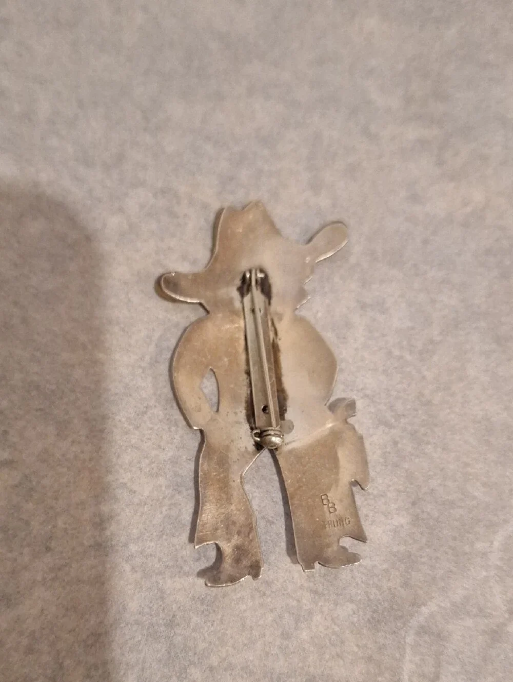 Cowboy Figural Pin Brooch in Two-Tone Metal